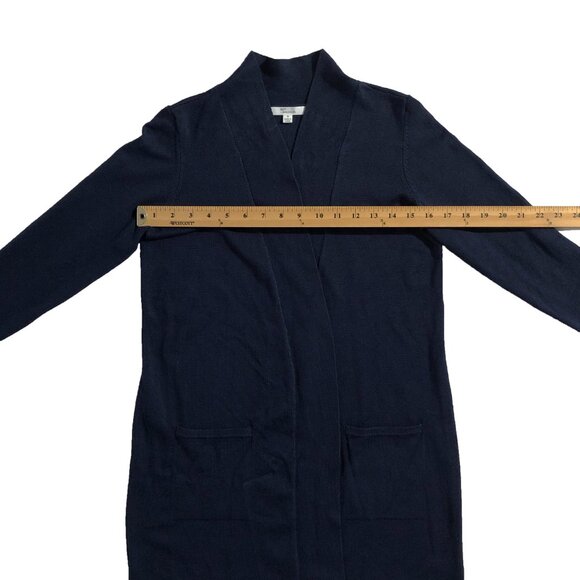 89th & Madison Cardigan Womens Size S Navy Open Front Pockets Long Knit Sweater - Picture 5 of 11